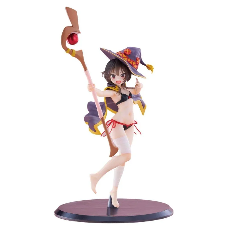 在庫あり-メイジガール-pvc製スタチュー-赤いベル付き魔法の杖-黄色のトリム付きケープ-裸足-デスクトップコレクタブルトイ