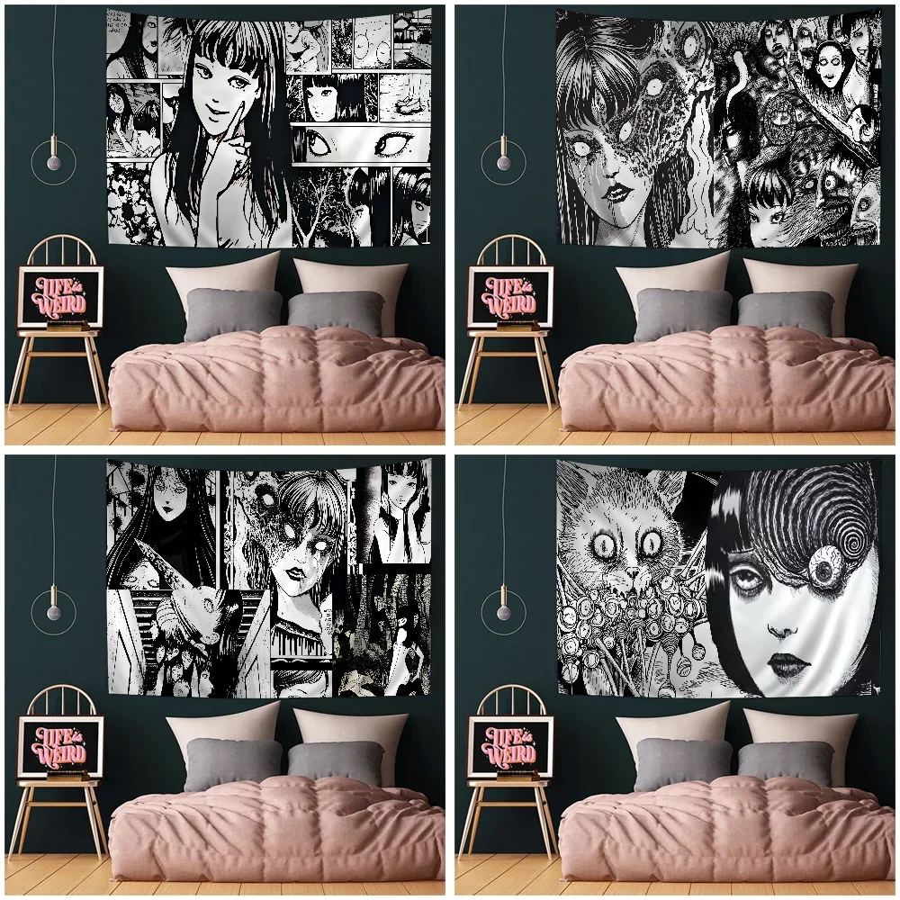 Japan Anime Junji Ito Cartoon Tapestry Art Science Fiction Room Home Decor Wall Hanging Sheets