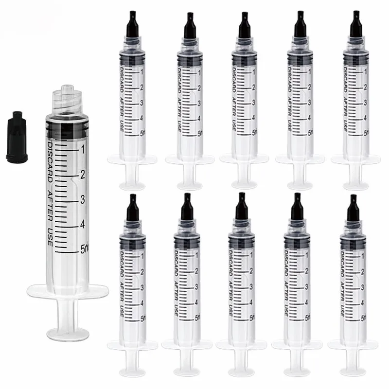 100Pcs 5ml Luer Lock Syringe With Cap Individually Wrapped Sterilized Lubrication Glue Dispensing