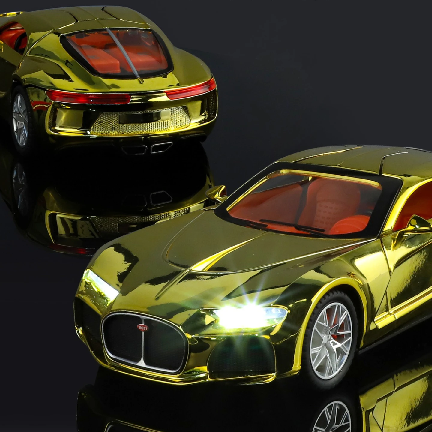 1:24 Atlantic Simulation Spielzeugauto Modell Druckgussfahrzeuge Metall Autos Dekoration Zurückziehen Sound und Licht Junge Bildung Geschenk