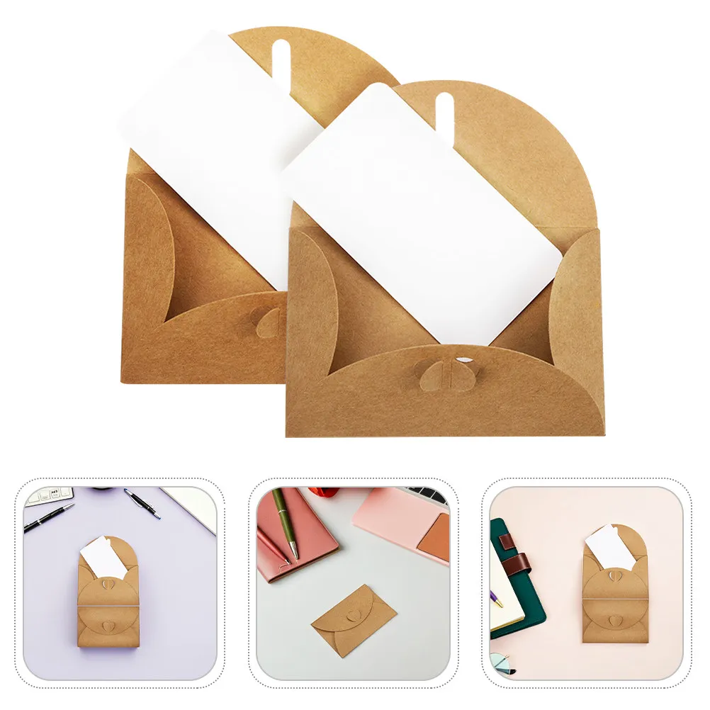 30 Ensembles de Mini Enveloppes Kraft avec Fermoir en Forme de Cœur, en Papier Robuste, pour Mariage, Anniversaire, Fête, Remise de Diplôme, Douche Nuptiale, Remerciements