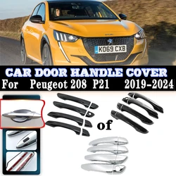 For Peugeot 208 Accessories 2019 2020 2021 2022 2023 2024 Car Door Handles Covers Exterior Scratch Protective Decors Accessories