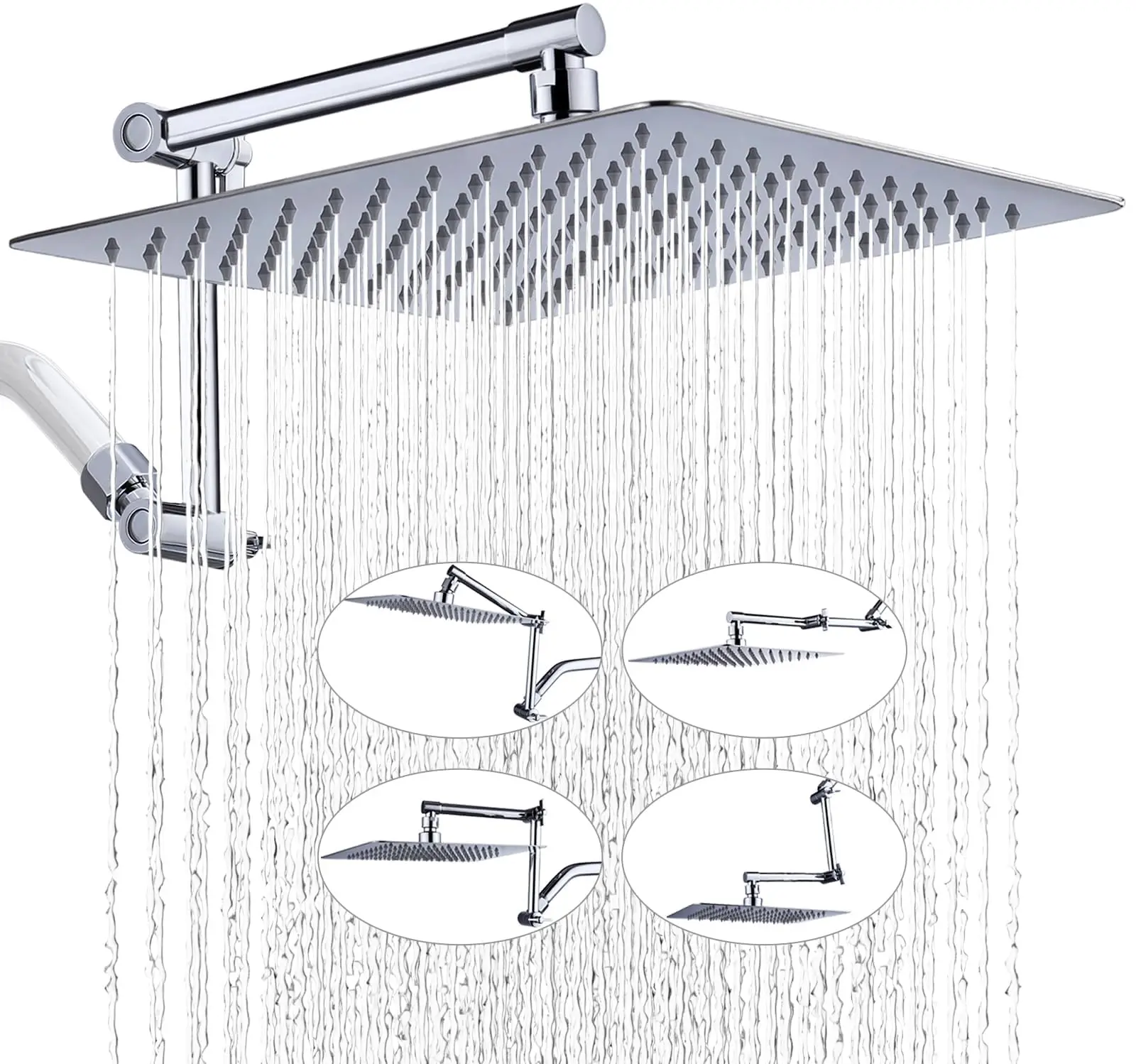 

16x10 Inch Stainless Steel Rain Shower Head With Adjustable Extension Arm