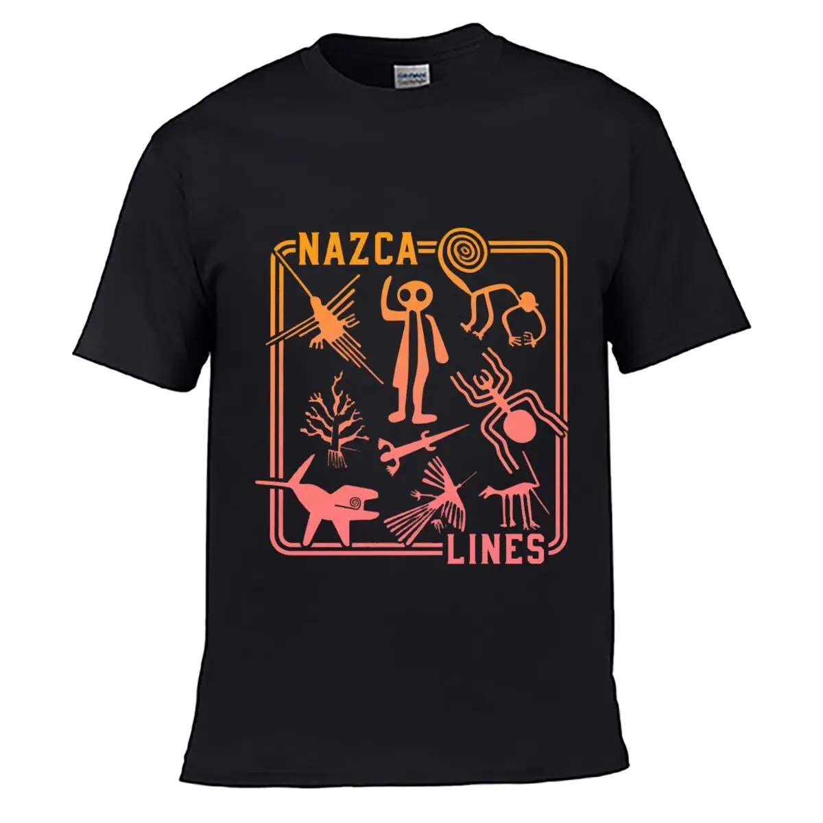 Nazca Lines Geoglyphs Alien Spider Monkey Hummingbird Lizard short-sleeved T-shirt