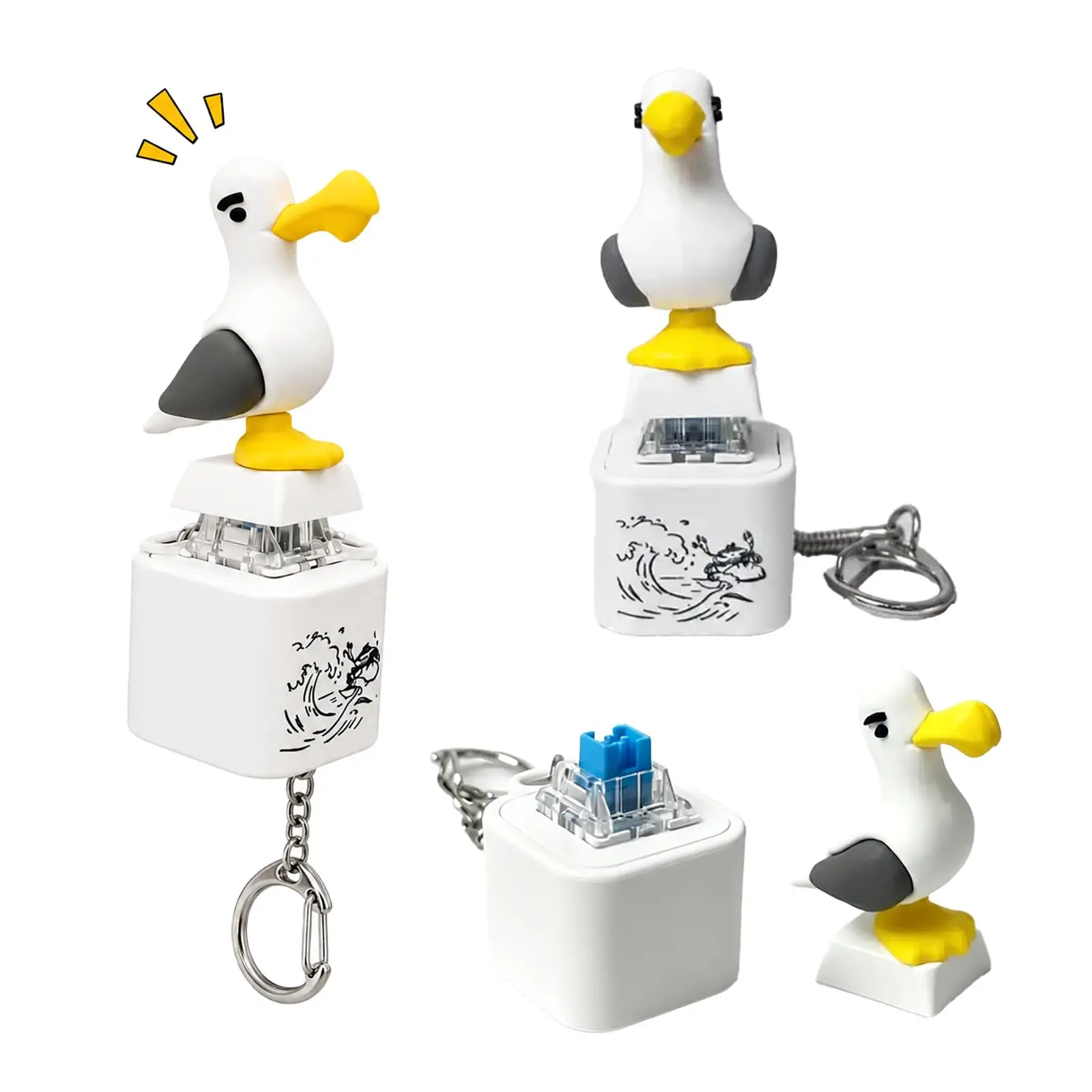 Click on fingertip gyro toy, seagull mineral button keychain, with realistic sound effects suitable for adults and fun