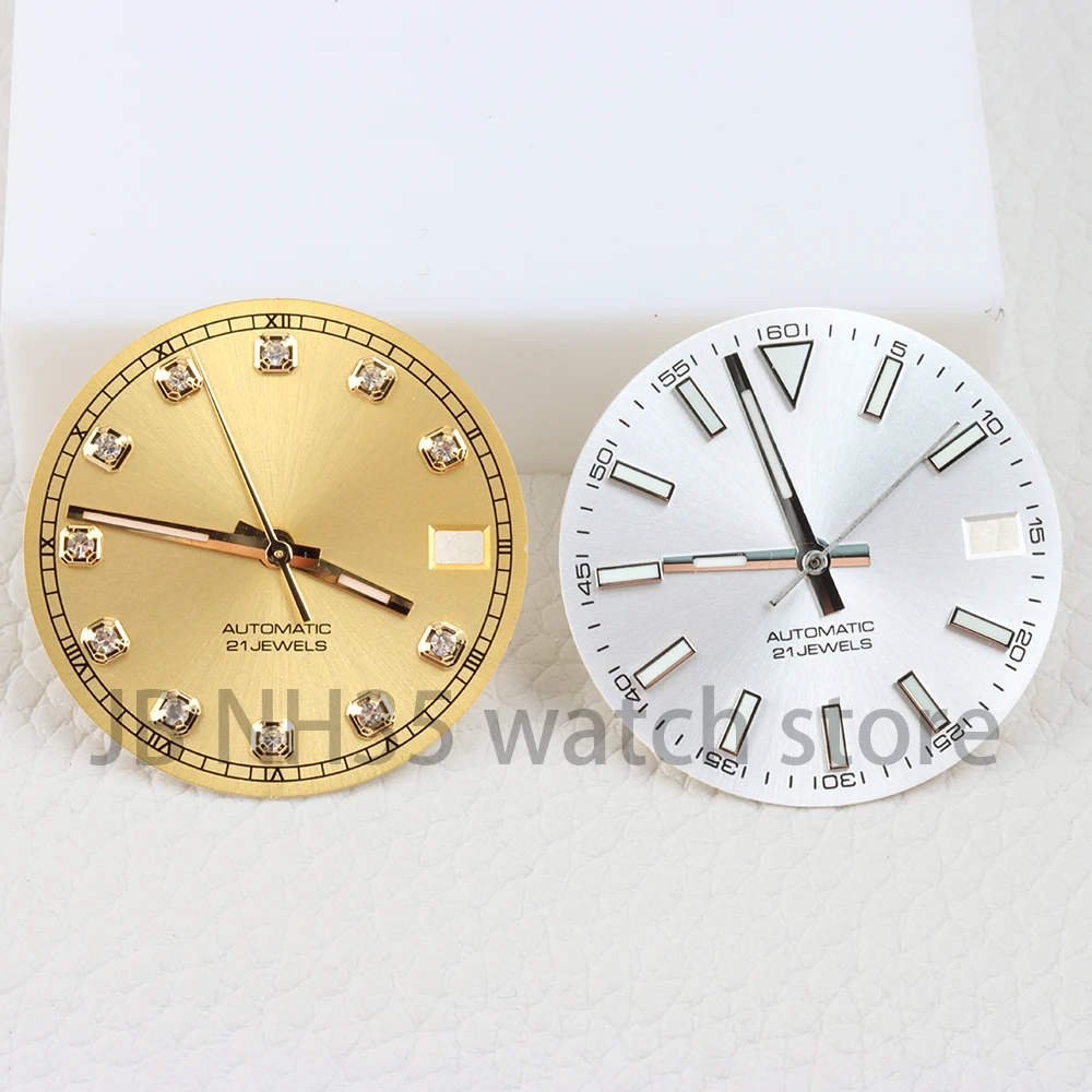 

28.5mm Black Blue NH35 Watch Dial For Datejust Dial Hands Green Luminous Fit NH35 /NH36 Automatic Movement Watch Repair Tools