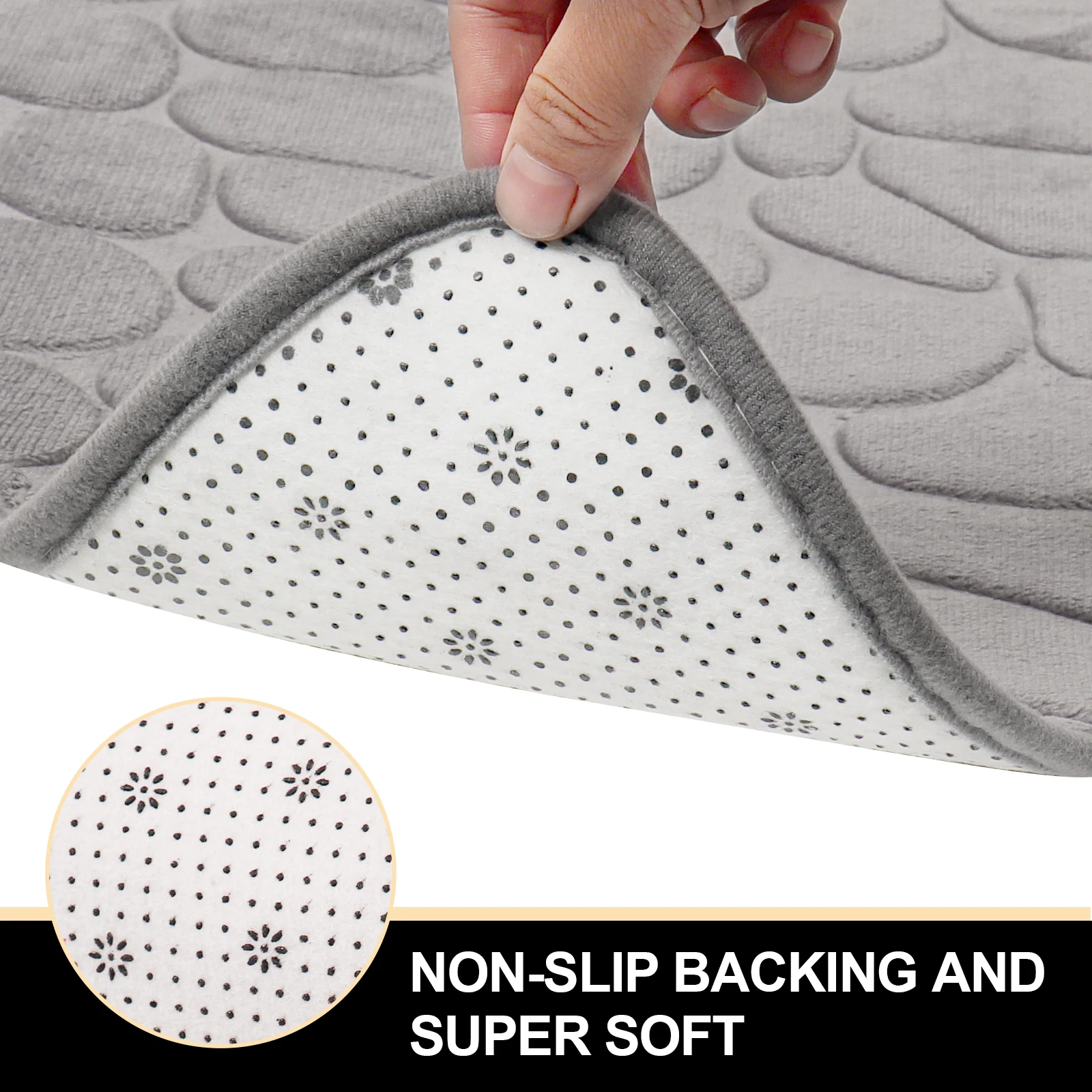 Curved Bathroom Mat Pebble Embossed Bath Mat Curved Shower Carpet Non-slip Area Rug Absorbent Floor Mat Toilet Curved Foot Mat