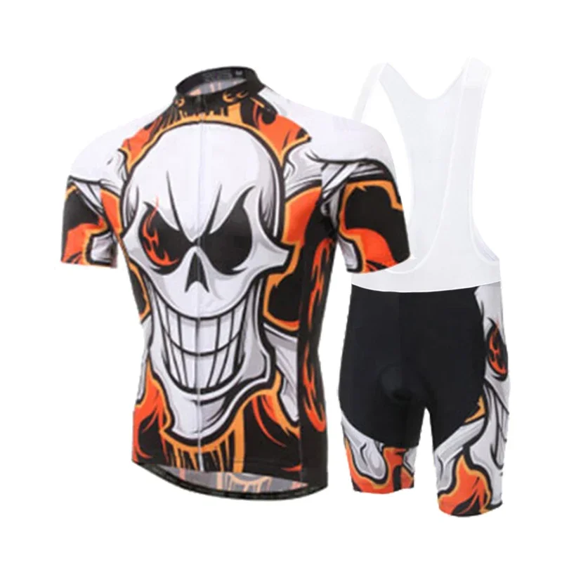 2022 Skull Pattern Cycling Jersey Male Summer MTB Race Cycling Clothing Short Sleeve Ropa Ciclismo Outdoor Riding Bike Uniform