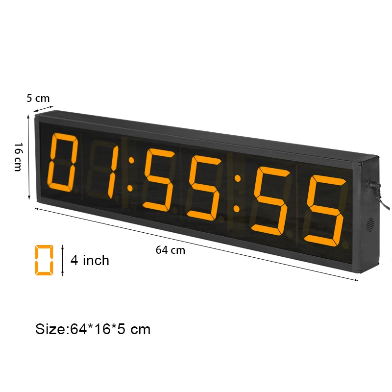 Picture 3: CHEETIE CP19 Hotsale Red Blue Green White 6-Digit 4-Inch Plastic Luminova LED Wall/Desk Clock Digital Programmable Timer