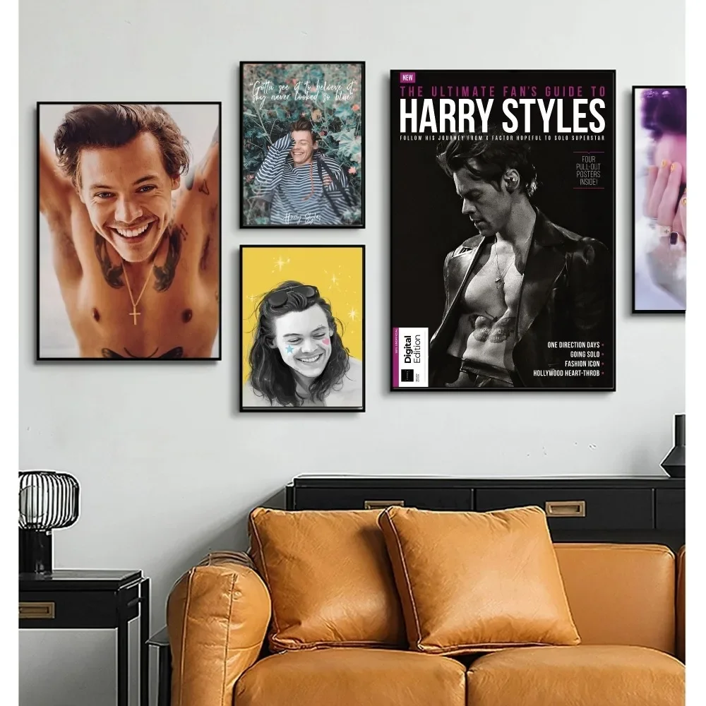 Singer H-HaRRy S-Styles Poster Classic Anime Small Poster Wall Sticker For Living Room Bar Decoration Decor Art Wall Stickers