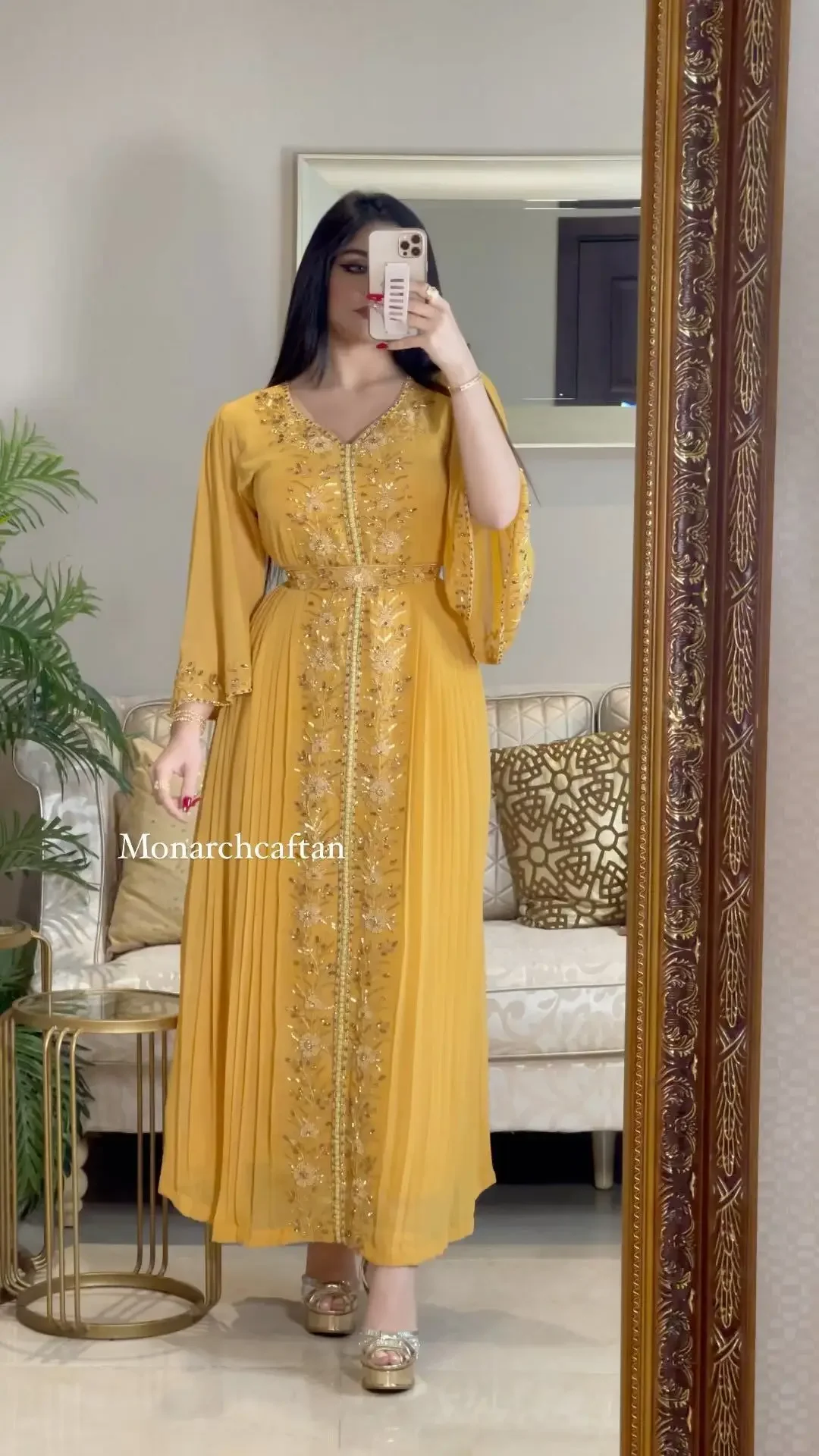 2023 Primavera Verão Mulheres Longo Maxi Vestido Solto Oriente Médio Costagem Bordada Diamante Kraft Tan Robe Vestido de Noite