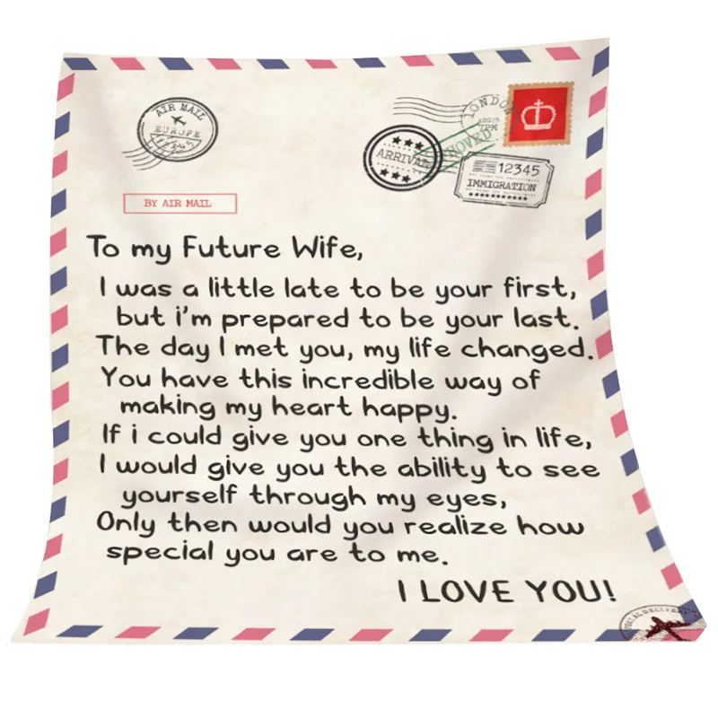 Vintage Envelope Blanket Love Letter Art Pattern Ultra Soft Warm Cozy Fluffy Throw Blanket for Living Room Bedroom Home Decor