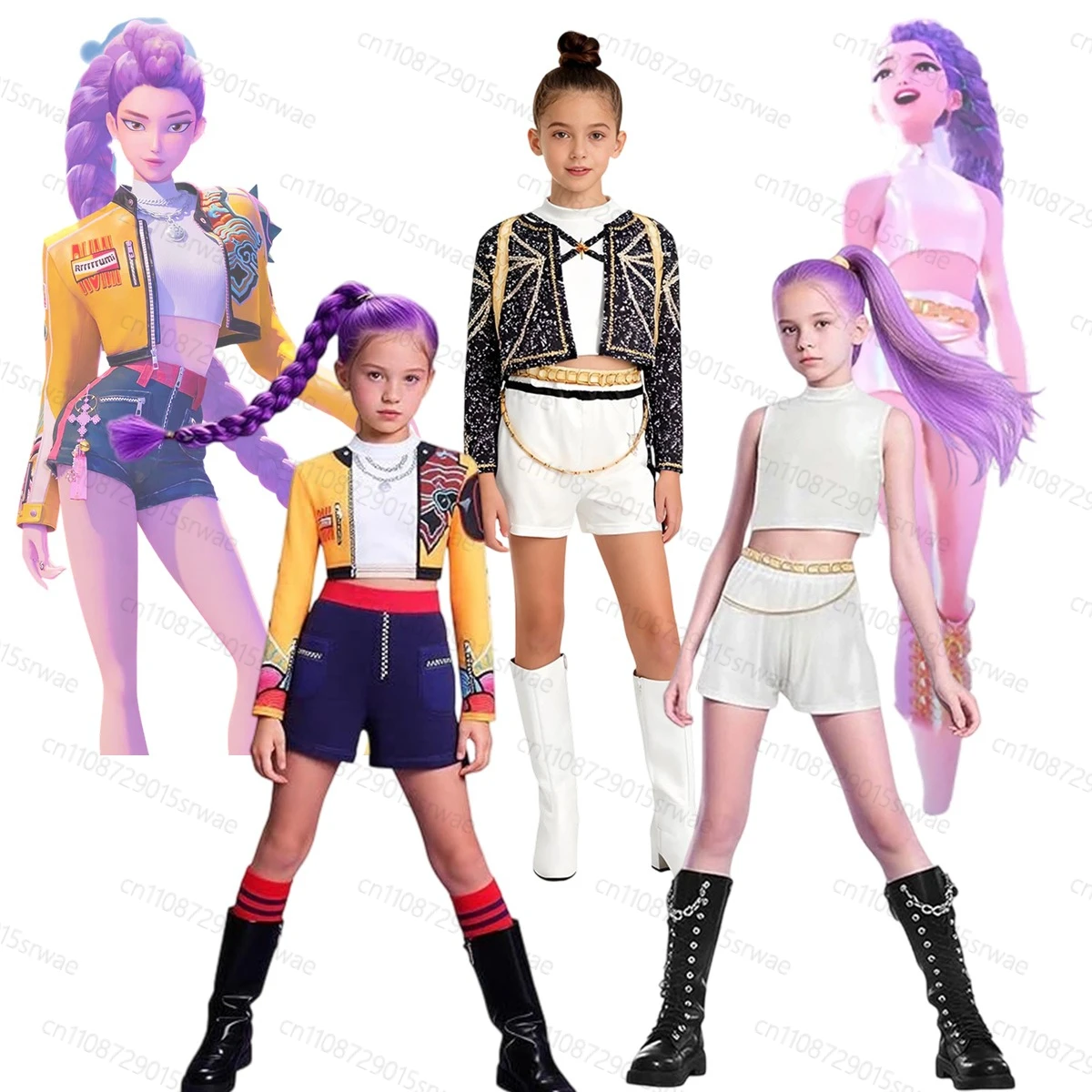 

2025 KPop Demon Hunters Rumi New Children's Cosplay Girl Idol Group Costume Size Available Cartoon Carnival Performance Clothes