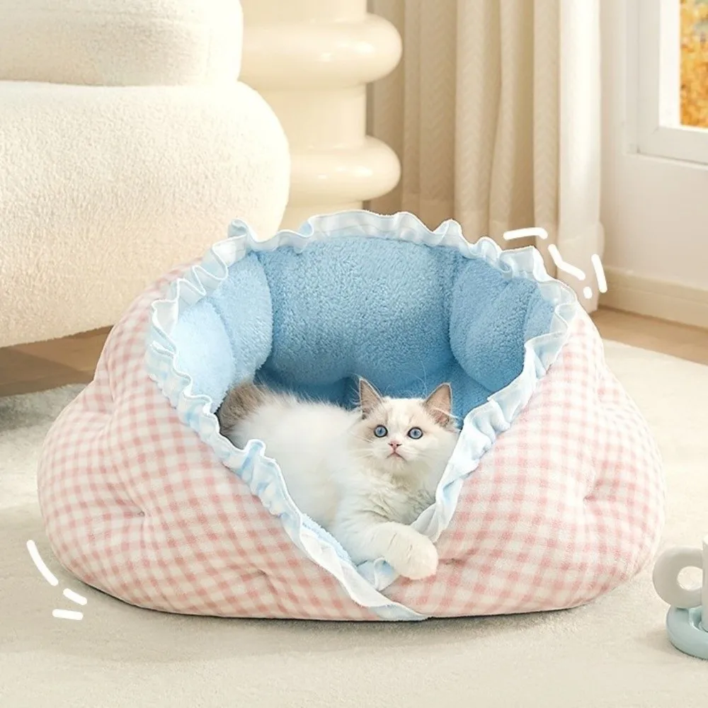 

Creative Semi-surrounded Cat Plush Nest Soft Breathable Warm Pet Bed Comfortable Cat Sleeping Mattress Four Seasons