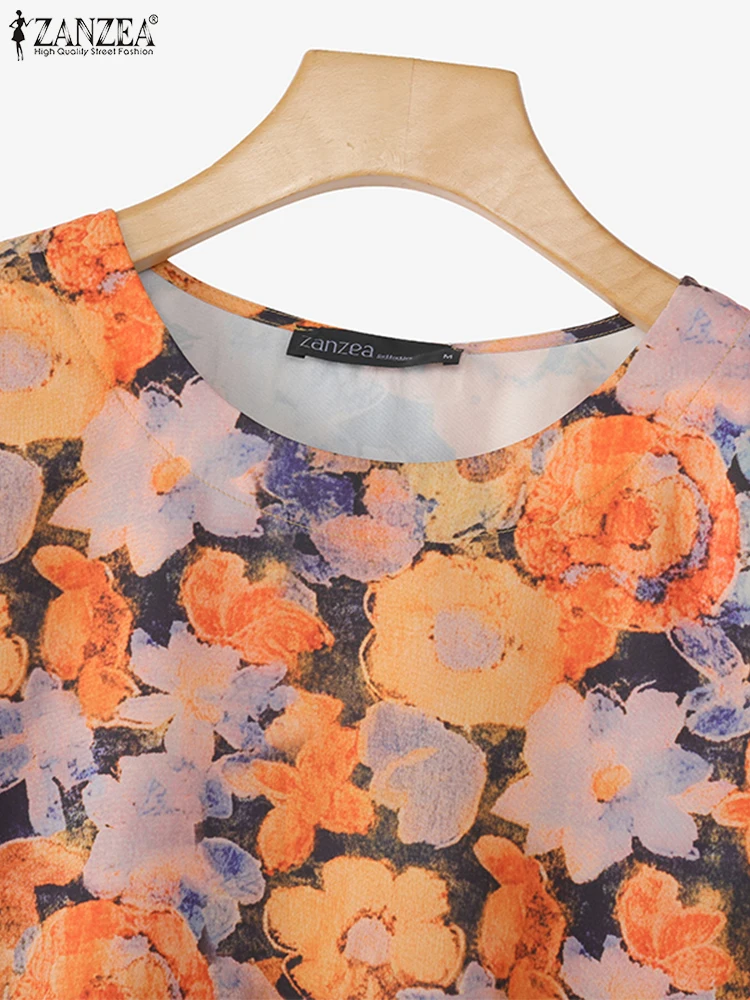 ZANZEA Camicetta con stampa floreale vintage Donna Autunno Camicie bohémien 2025 Moda Top Manica 3/4 O-Collo Casual Allentato Blusas Femininas