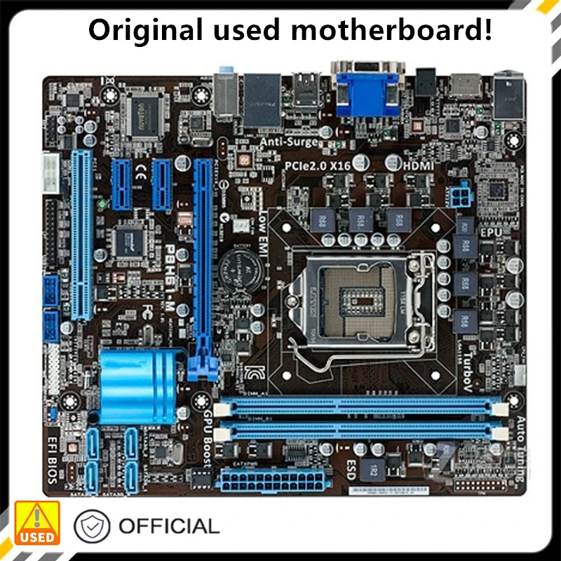 

H61 P8H61-M H61M P8H61 Used Desktop Board H61 Slot LGA1155 DDR3 Motherboard SATA2 USB2.0 Support I3 I5 I7