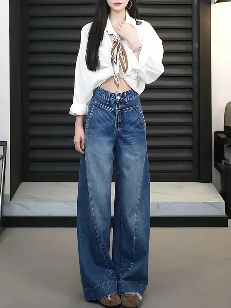 

Fashionable High Waist Wide Leg Jeans Women's Spring Autumn New Style Slimming Versatile Knife Jeans Elegant Style