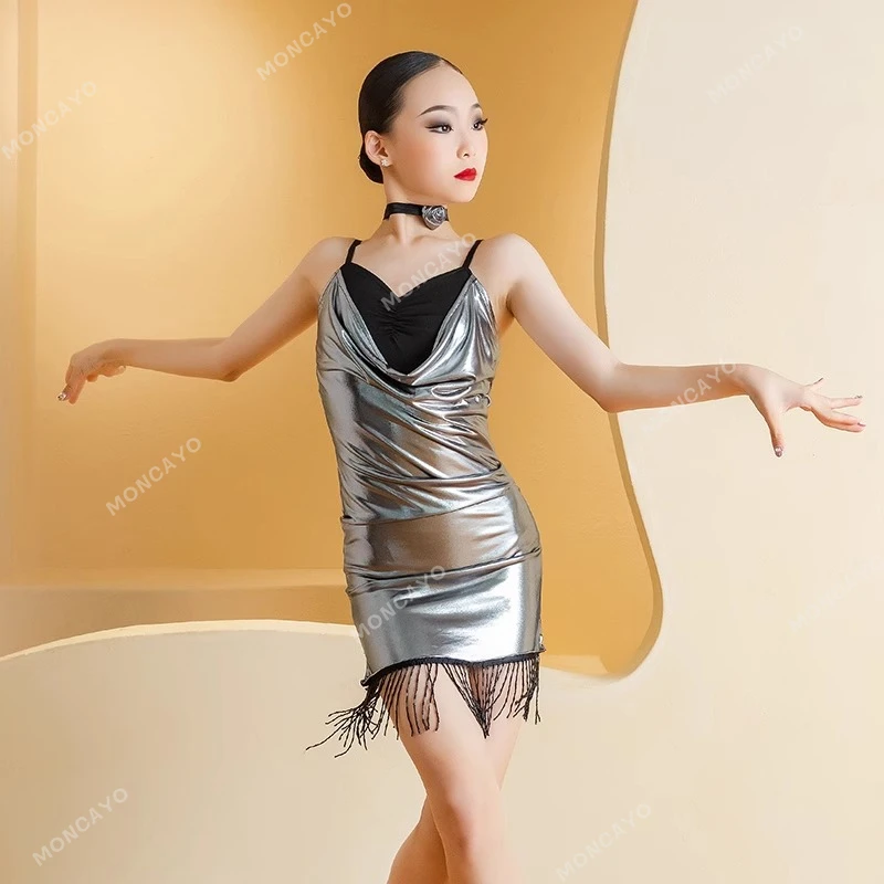 Latin Dance Dress Girls Ballroom Dance Competition Dresses Standard Rumba Samba Tango Dance Costume Girls Latin Practice Dress