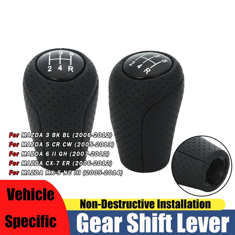 

Suitable for Mazda 3 car gear shift lever leather suture black gear head 5/6 gear accessories