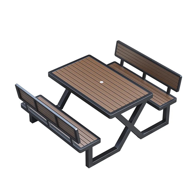 

LH outdoor plastic wood table and chair combination courtyard balcony cafe leisure square table and chair
