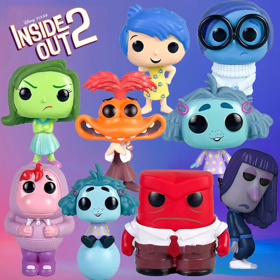 Figuras POP de 10cm de Anime Inside Out, juguetes de acción, película de dibujos animados, alegría, ansiedad, ira, tristeza, desgusto, modelo de miedo, figuras de muñecos de Pvc