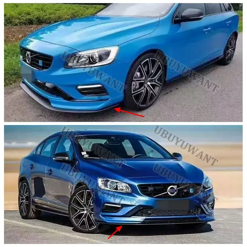 2PCS For Volvo V60 S60 (Sport) ABS Car Front Spoilers Improve Vehicle Stability Bumper Splitter Car Accessories 2014-2018 view 5