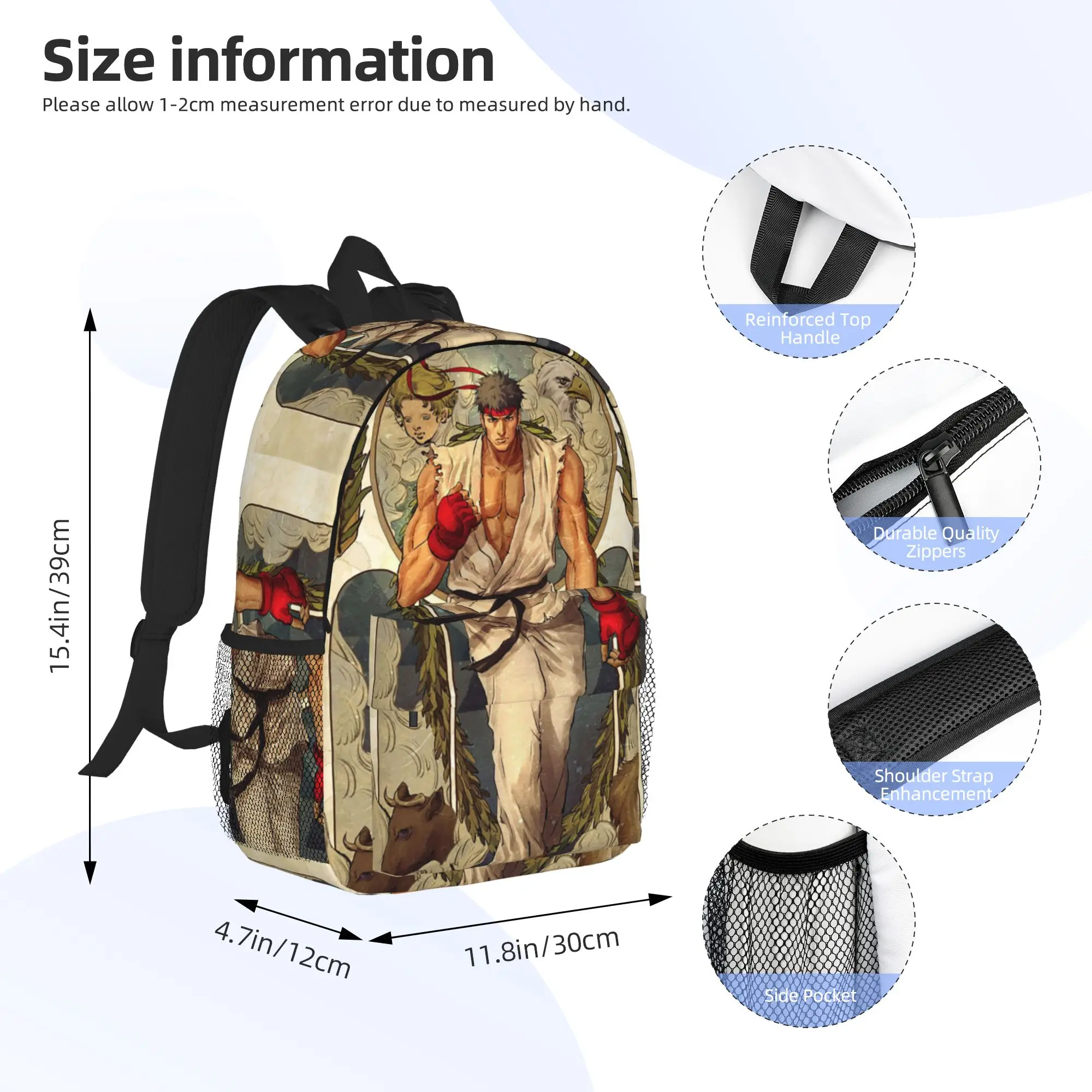 Ryu Street Fighter II Turbo Hyper Fighting Backpack Hot Sale Daypack Boys Girls BookBag Shoulder Bags for Men Women School Bag