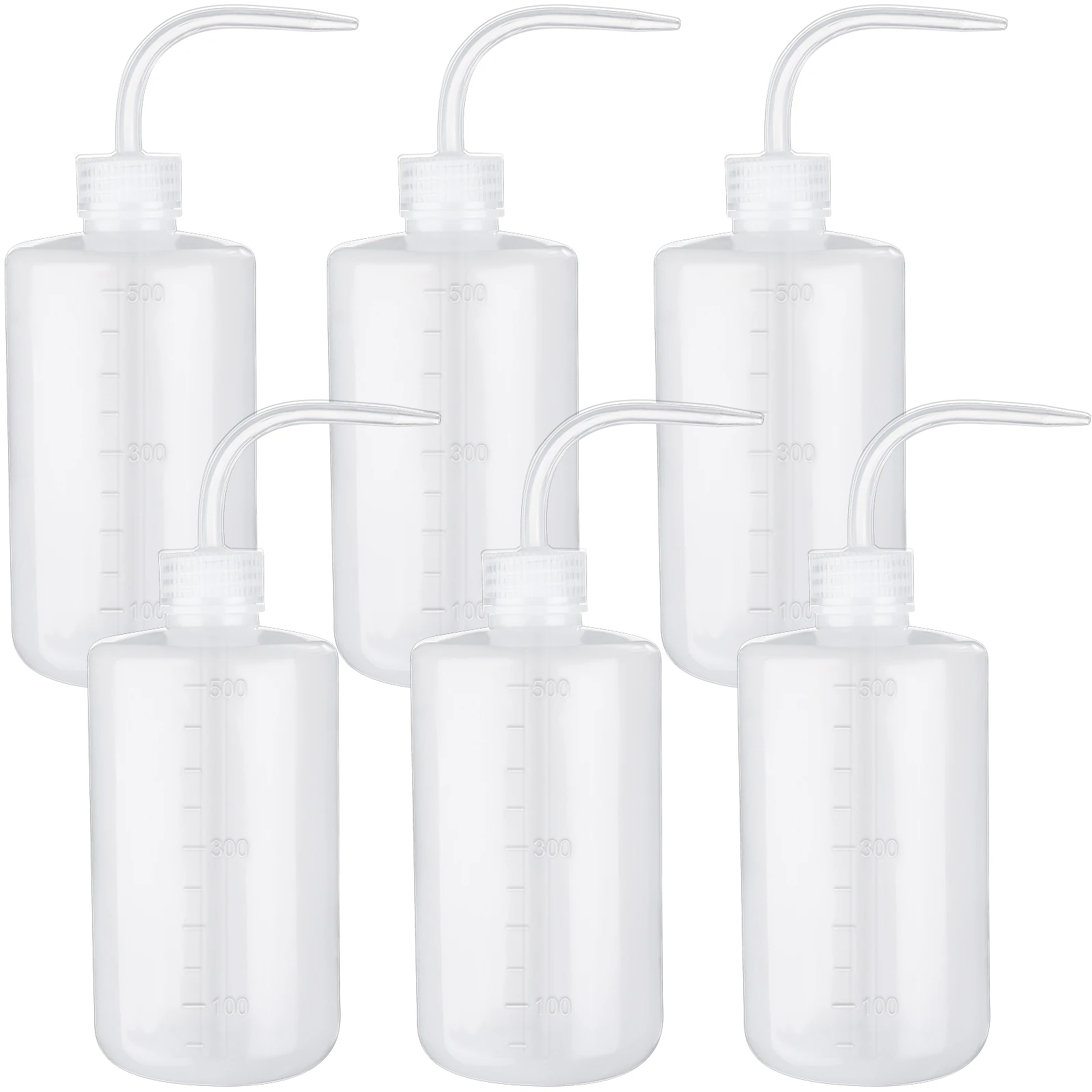 PIAOPIAONIU 6 Pcs 500ml Wash Bottle Plastic Lab Squeeze Bottle White Squirt Tattoo Bottles With Measurement For Chemistry Indust