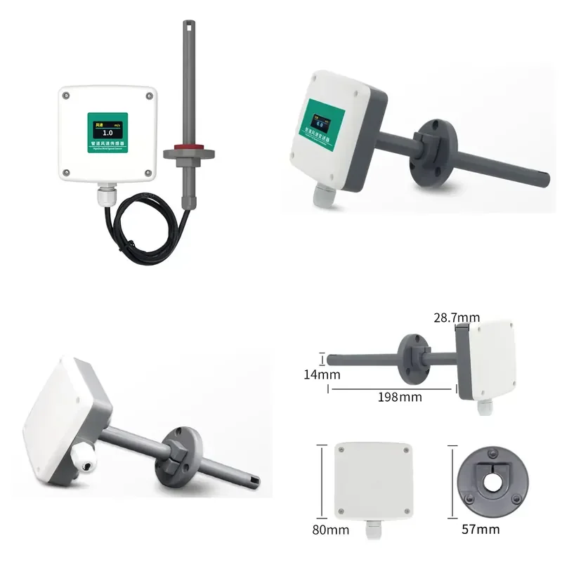 LCD Duct Wind Speed Sensor Air Volume Transmitter High Precision 0.02% Measuring Anemometer 0-5v 0-10v 4-20ma Rs485 Output