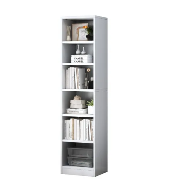 

Floor-to-ceiling simple household multi-layer living room cabinet integrated with narrow slot corner bookcase against the wall