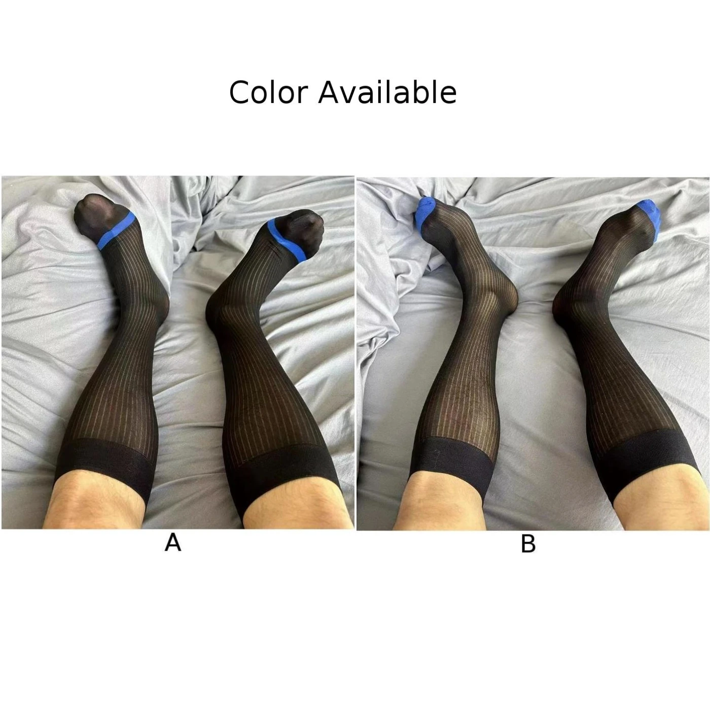 Nuevos calcetines cómodos y elegantes a la moda para hombre, calcetines de negocios transpirables y sedosos transparentes a rayas para hombre, cómodos