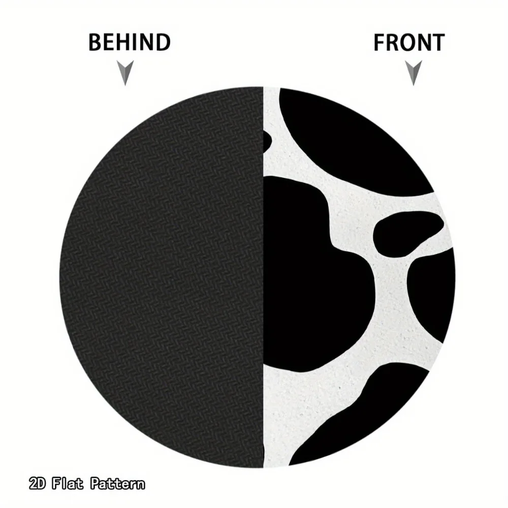 Alfombrilla de ratón redonda Premium con diseño blanco y negro, Base de goma antideslizante, almohadillas portátiles para escritorio de oficina, accesorios para ordenador portátil y PC