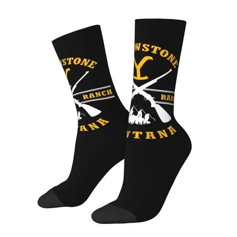 Yellowstone Dutton Ranch Guns Men's Crew Socks Unisex Cool 3D Printing Dress Socks