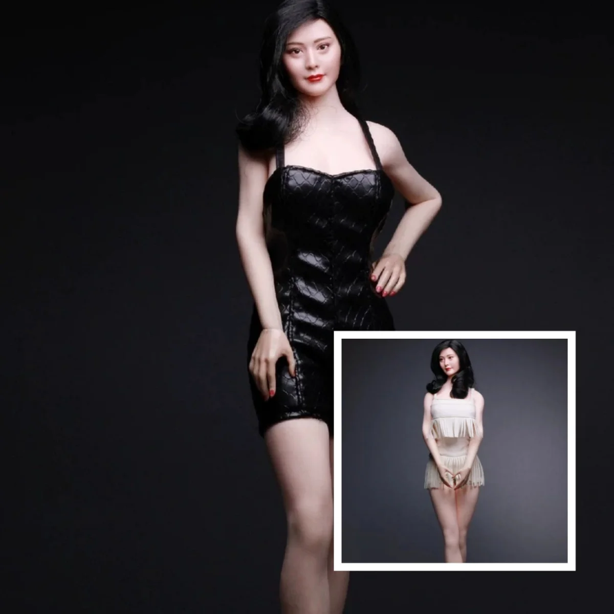 

【Only Clothes】1/6 Scale Female Soldier PU Clothing Accessories Strappy Bandeau Skirt Tiered Fringe Skirt Fit 12''Action Figure