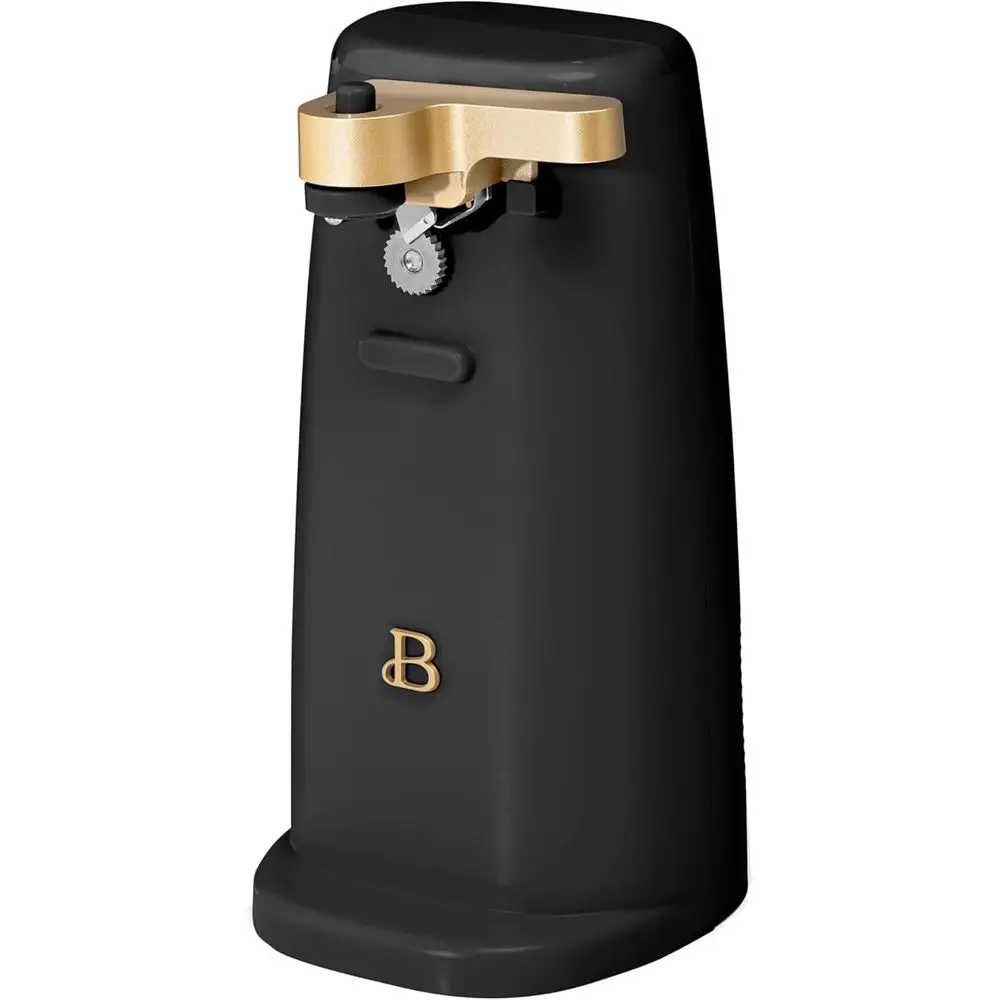 

Black Electric Can Opener with Stainless Steel Blade, Magnetic Lid Catch, Auto-Turn Safety, Knife & Bottle Opener, Cord Storage