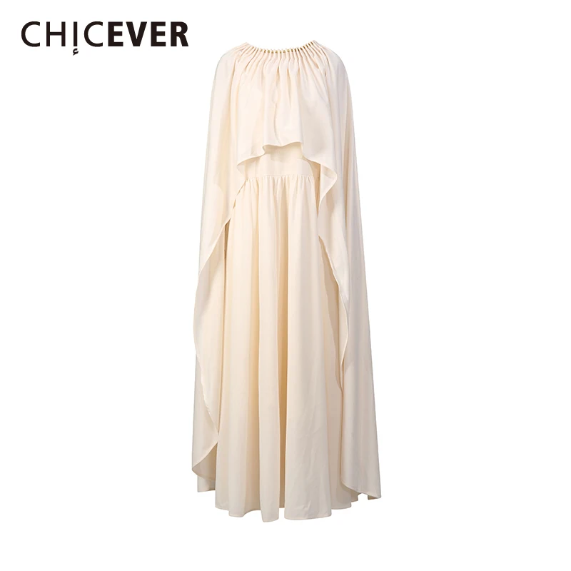 

CHICEVER Элегантное женское платье с абрикосовыми вставками и складками, без рукавов, свободного кроя, с круглым вырезом, осеннее, модное, новинка