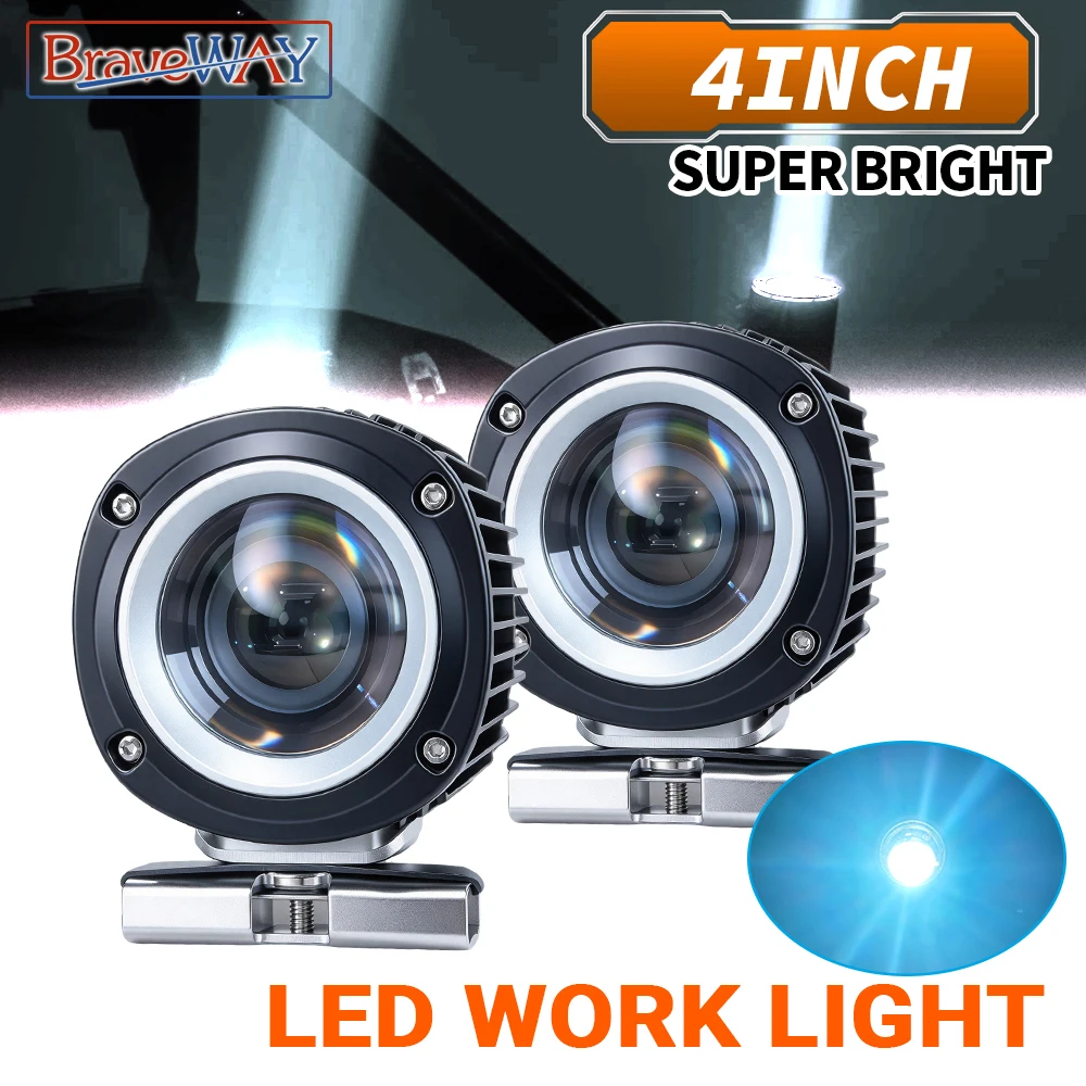 BraveWAY 4inch 12-24V LED Light Pods Square Off-Road Driving Fog Lamp Spot Beam Automotive Auxiliary Light offroad use