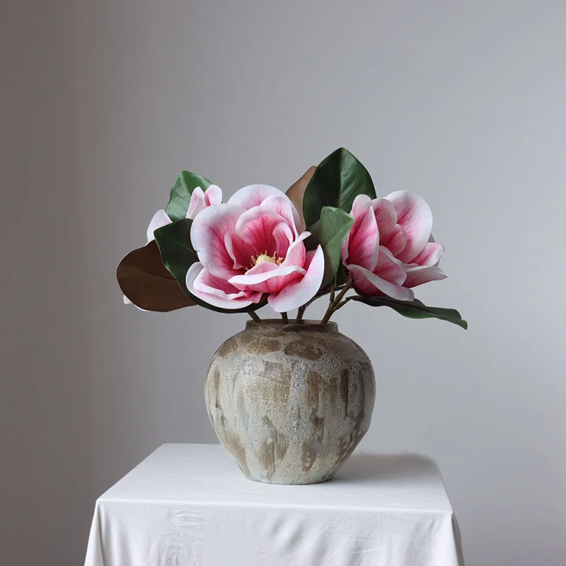 High-grade White Big Magnolia Flower Real Touch Artificial Flowers Bridal Bouquet Wedding Party Home Decor Sence Landscaping