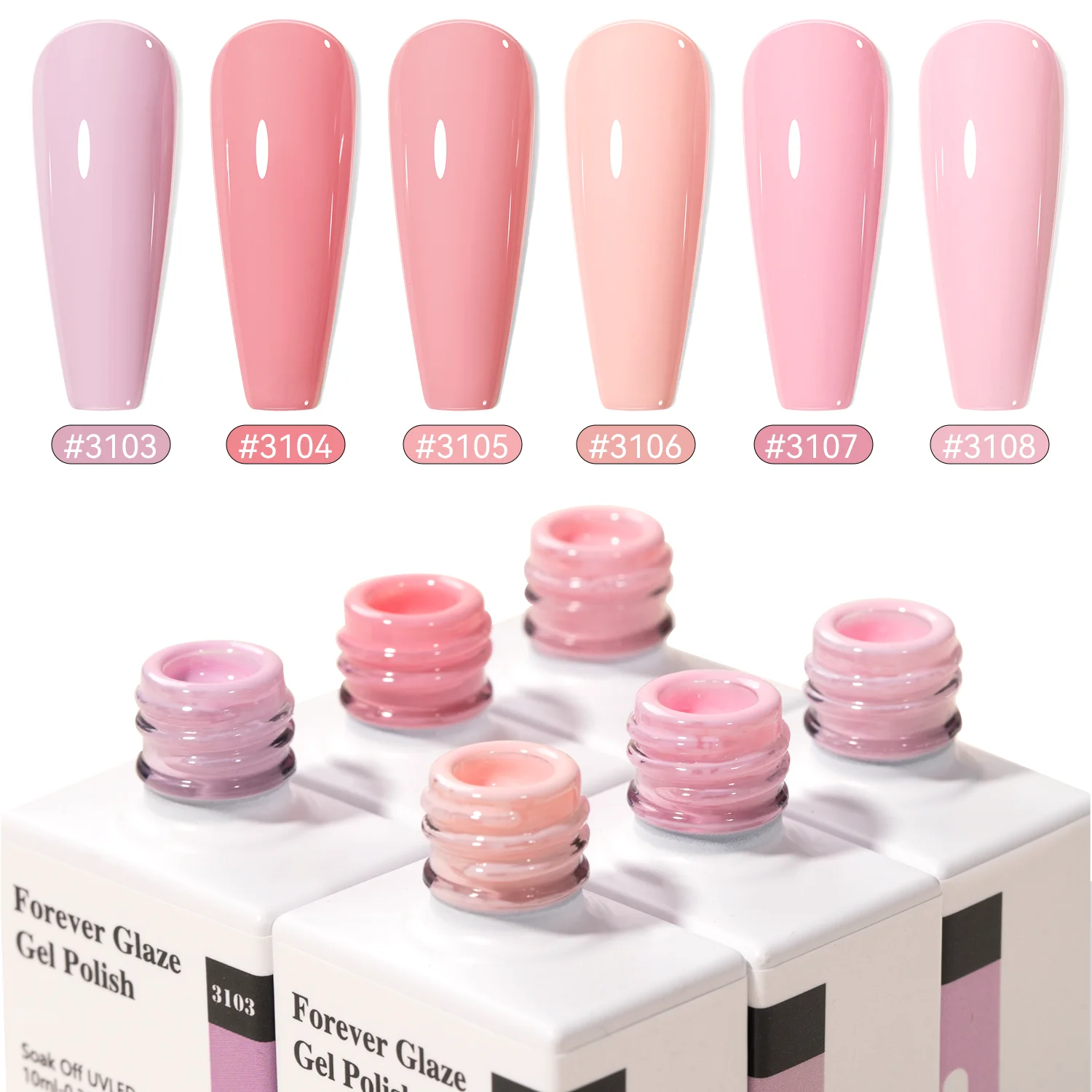 

Vendeeni Newest 6Colors pink Gel Polish Collection 10ml pink Gel Nail Polish TPO Hema Free OEM/ODM Private Label Nail Supplies