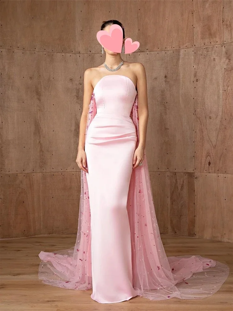 Customized High quality Classic Exquisite Jersey Pleat A-line Strapless Long Dresses Prom Dresses Retro Matching Formal image 2
