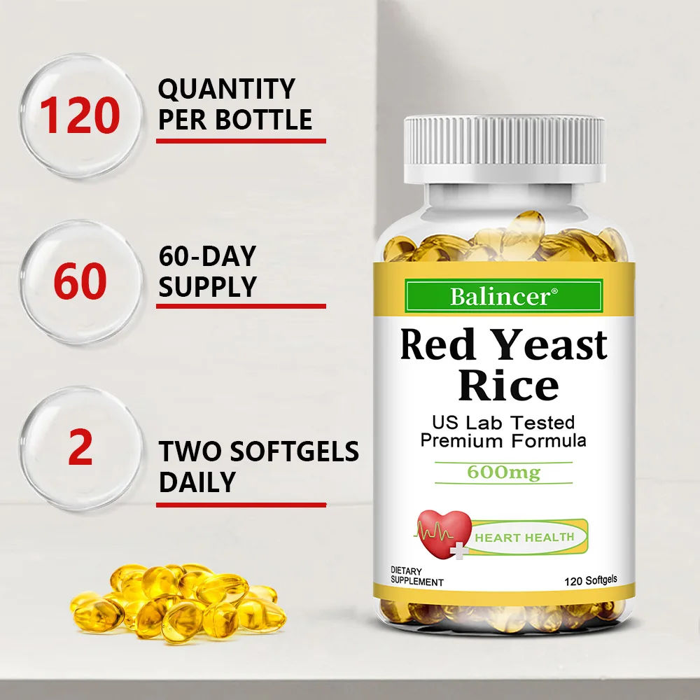 أرز الخميرة الحمراء الطبيعية، مكمل غذائي، 600 ملغ، 120 كبسولة، مضاد للأكسدة، يدعم القلب والطاقة، تنظيم نباتات الأمعاء ‌