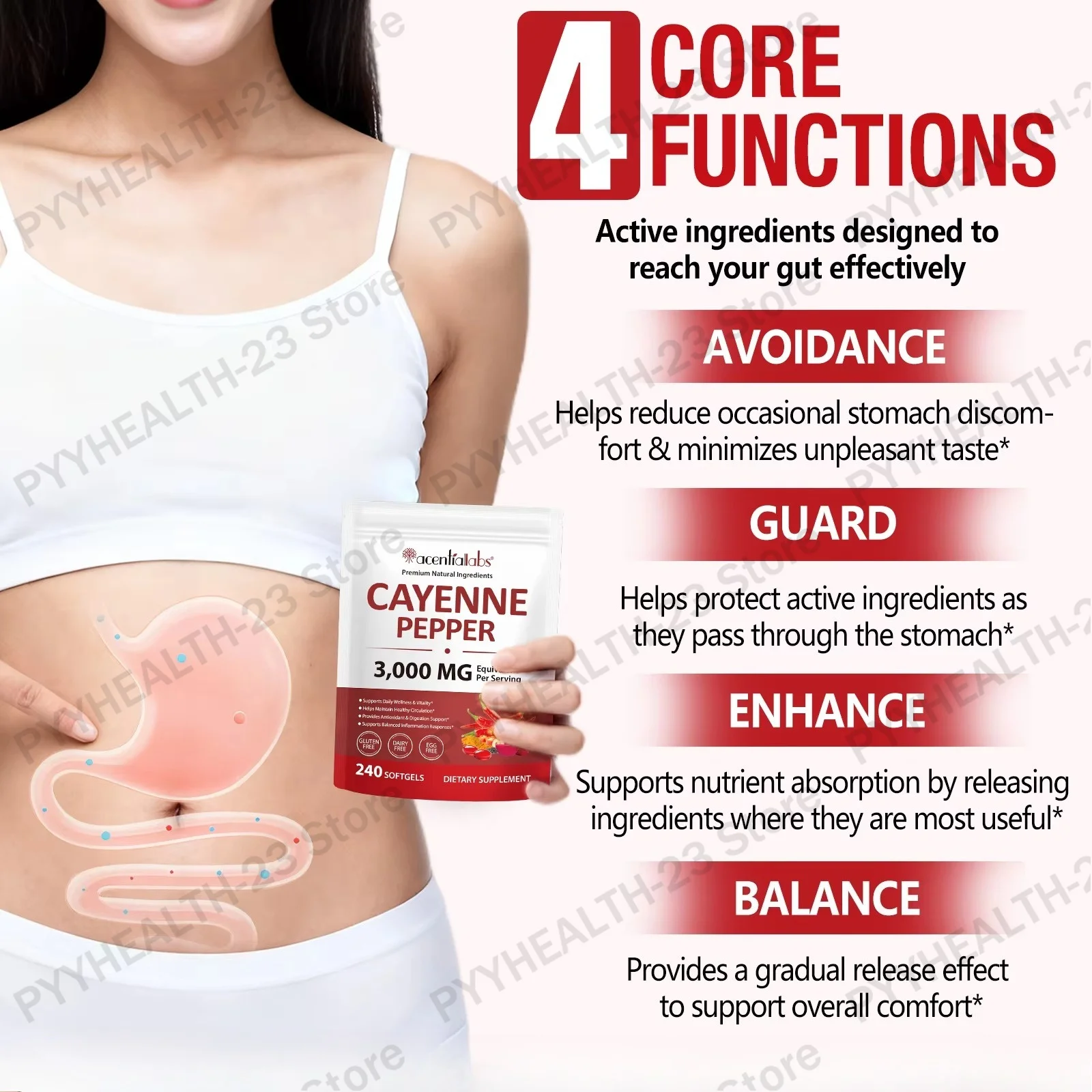 Cayenne Pepper Softgels Improve Digestive Comfort Promote Healthy Blood Circulation Combat Cellular Oxidative Stress 240 Pcs