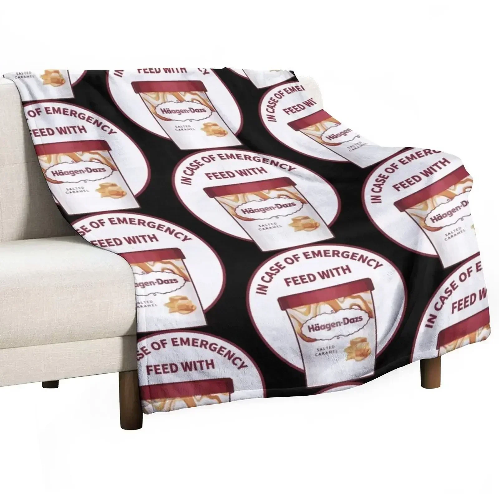 

In Case Of Emergency Feed With Haagen-Dazs Throw Blanket Foldable Soft Warm Blanket for Outdoor Use