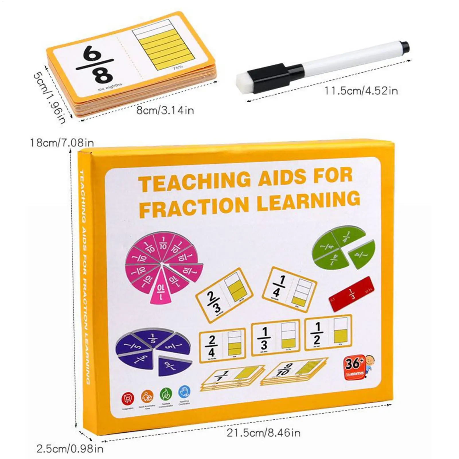 Azulejos de fracción magnética, juego educativo de manipuladores de aprendizaje de matemáticas, juguete educativo para practicar lecciones de grupo, niños de 3 años