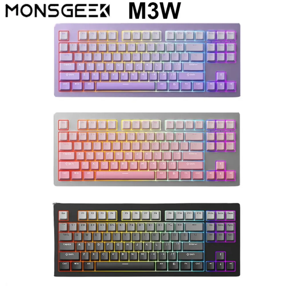 Monsgeek M3w Mechanical Keyboard The Third Mock Examination Bluetooth Wireless 2.4g Wireless Rgb Gasket Hot Exchange 87 Key Game