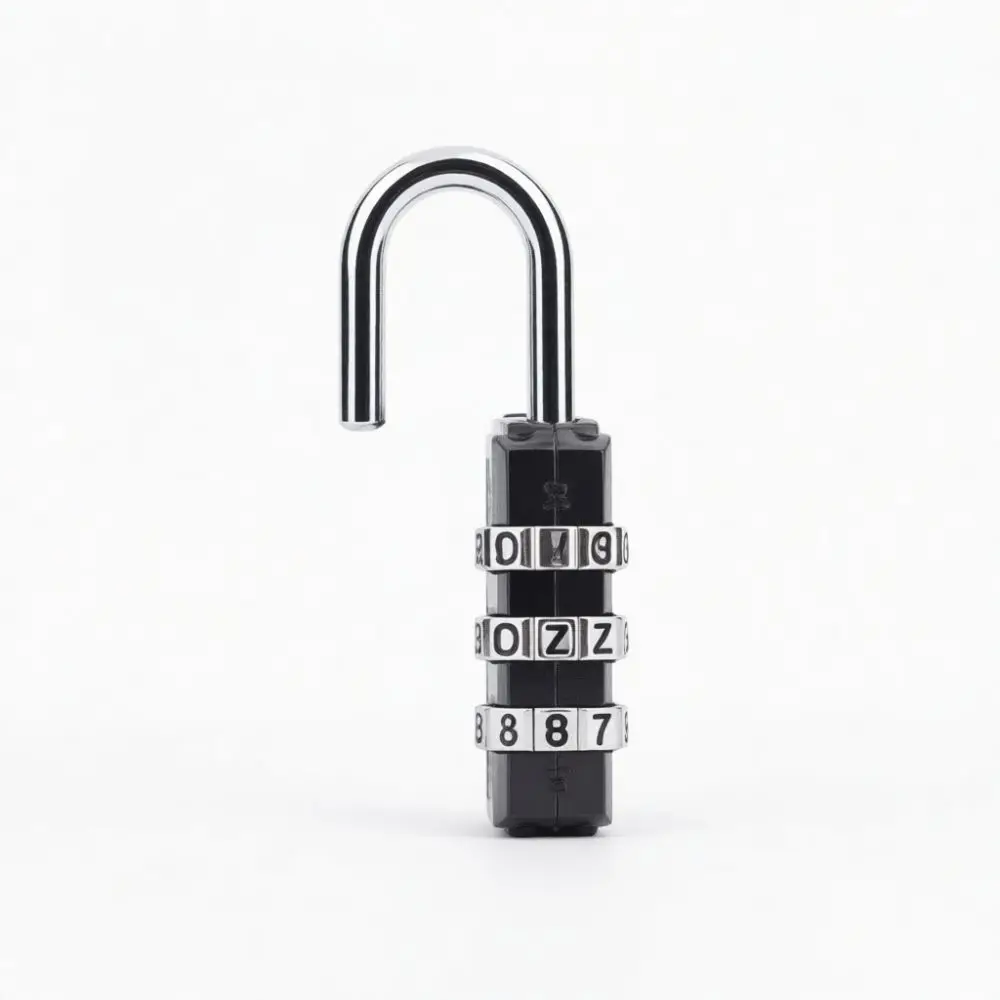Portable Combination Padlock For Locker Backpack Travel Bag 4 Digit Mechanical Security Code Durable Black Silver