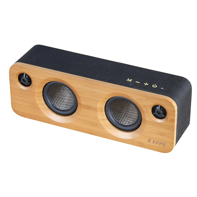 

50W Bamboo Wood Bluetooth TWS Speaker Waterproof Fabric TYPE-C Charging USB TF AUX Dual Tweeters Woofers Big Vibrating Diaphragm