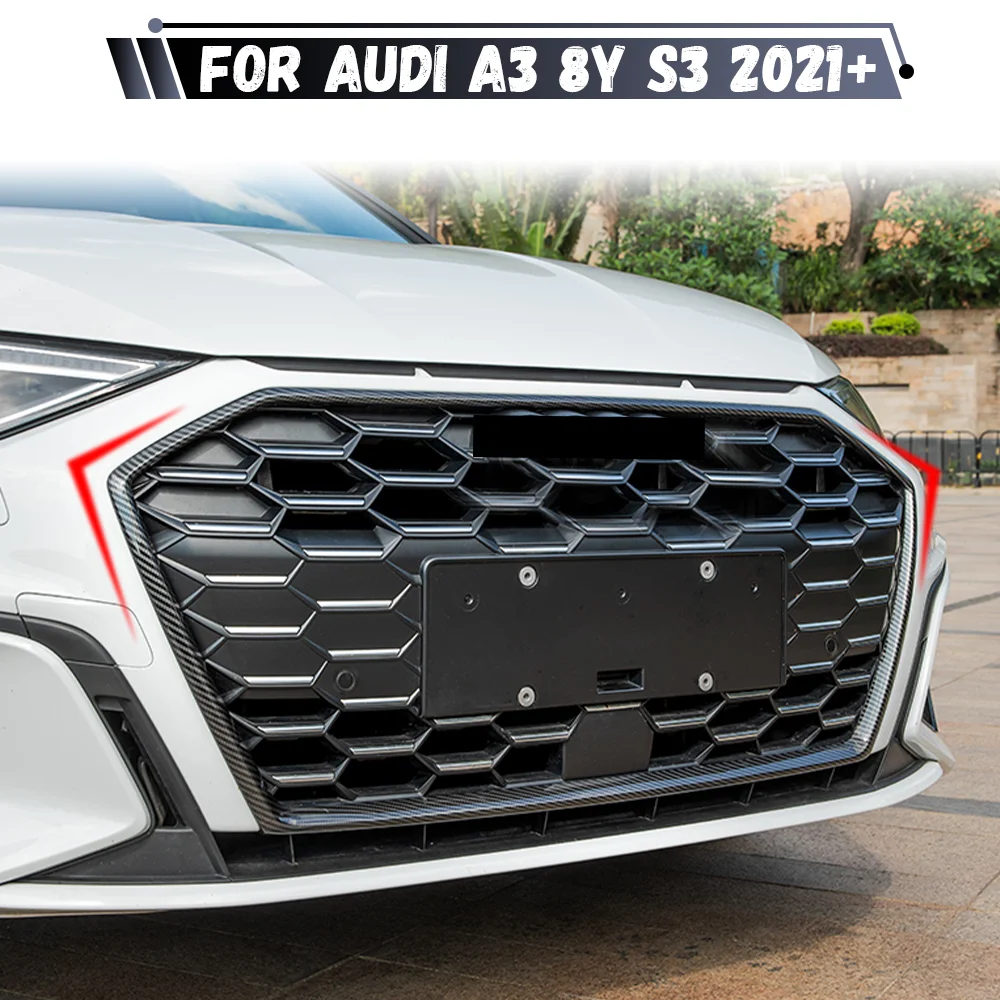 

Наклейка на решетку переднего бампера для Audi A3 8Y S3 2021 2022 2023 2024 2025, защитная крышка решетки, украшение