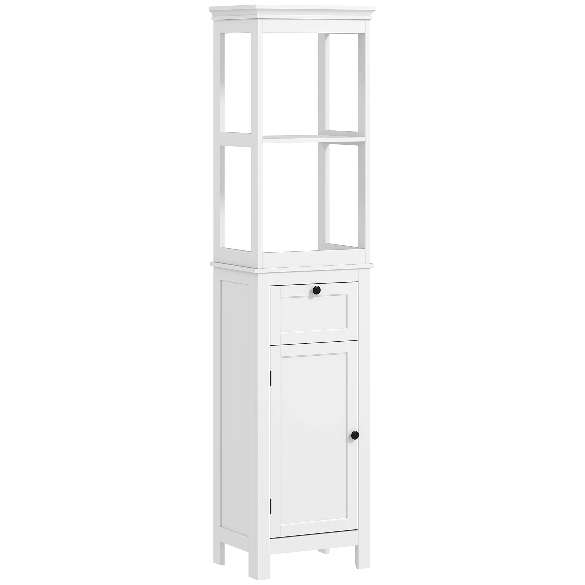 HOMCOM bathroom column with drawer adjustable shelf door 40x30x165 cm White