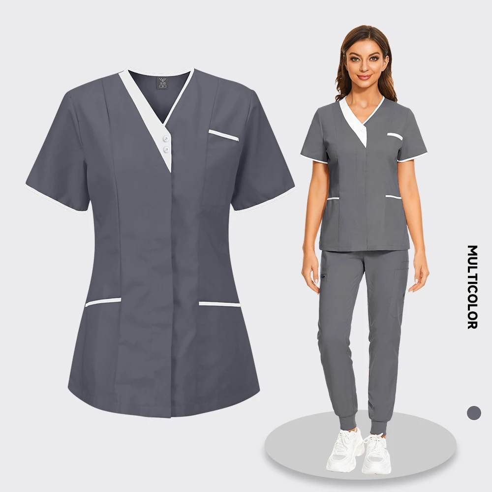 Medical Women Scrubs Tops Doctor Clothes Beauty Salon Phary Workwear Clothing Dental Overalls Nurse Accessories Lab Coat